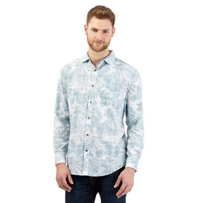 Mantaray Big and tall turquoise floral print shirt